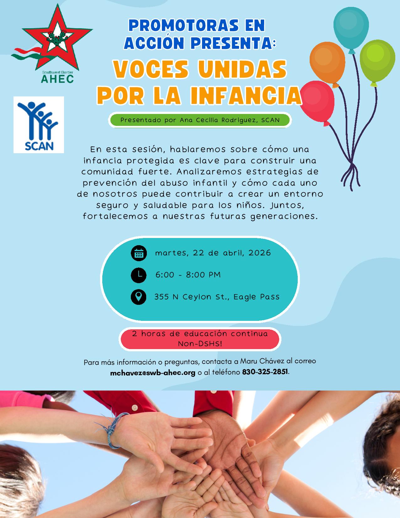 Flyer for Voces Unida por la Infancia